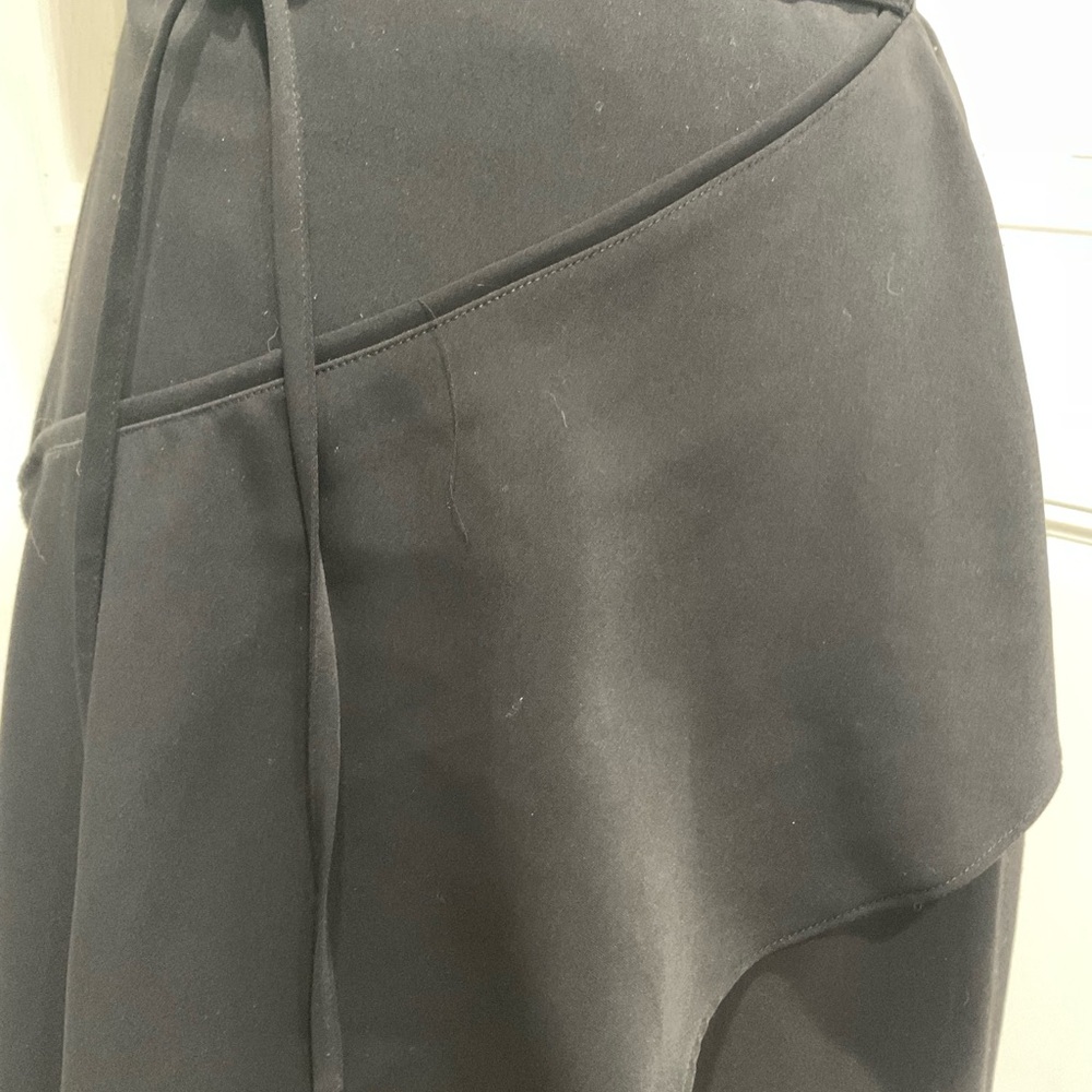 🌼KENZO Paris Black Midi Quality Polyester Lined Diag. Ruffled Skirt, 10/40EU - Picture 3 of 8